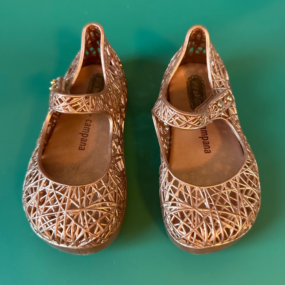 Mini Melissa Rose Gold Mary Jane Jelly Flats Size 7